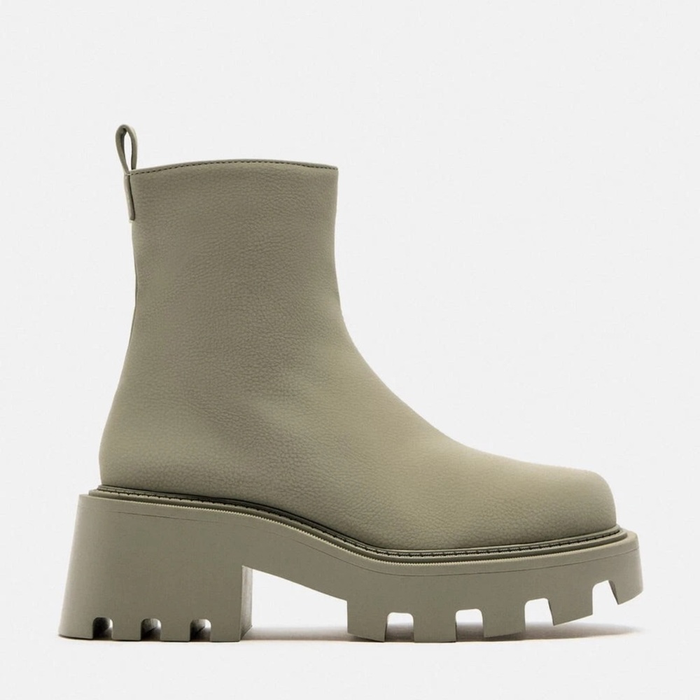 Zara Grey Lug Sole Ankle Boots